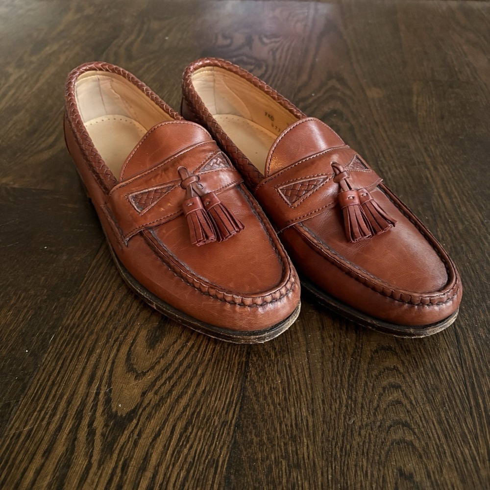 Allen Edmonds USA Maxfield Dress Shoes Brown Leather Tassel Loafer Mens Sz 9.5 D